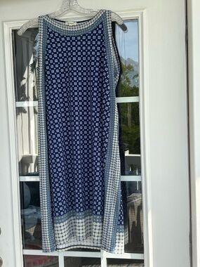 Max Studio Navy / White / Green Swing Dress